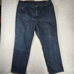 Lands‎ End Mens 44x32 Flannel Lined Jeans Traditional Fit Tapered Leg Blue Denim